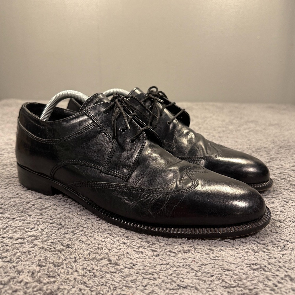 Stanley‎ Blacker Wingtip Oxford Shoes Mens 11 Black Leather Hand Made in Italy